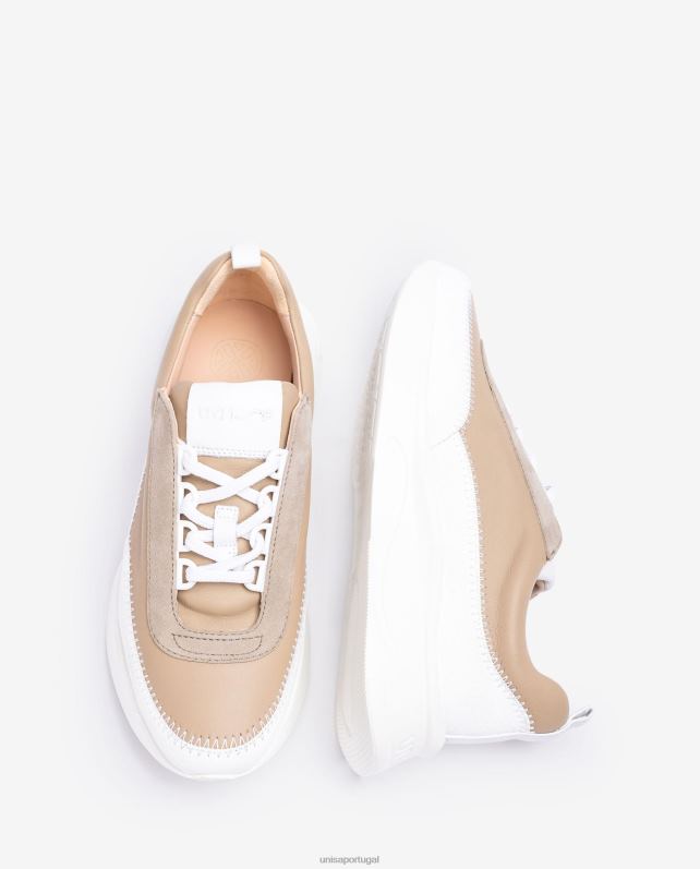 Unisa tênis com materiais contrastantes mulheres 6V2Z6669 branco