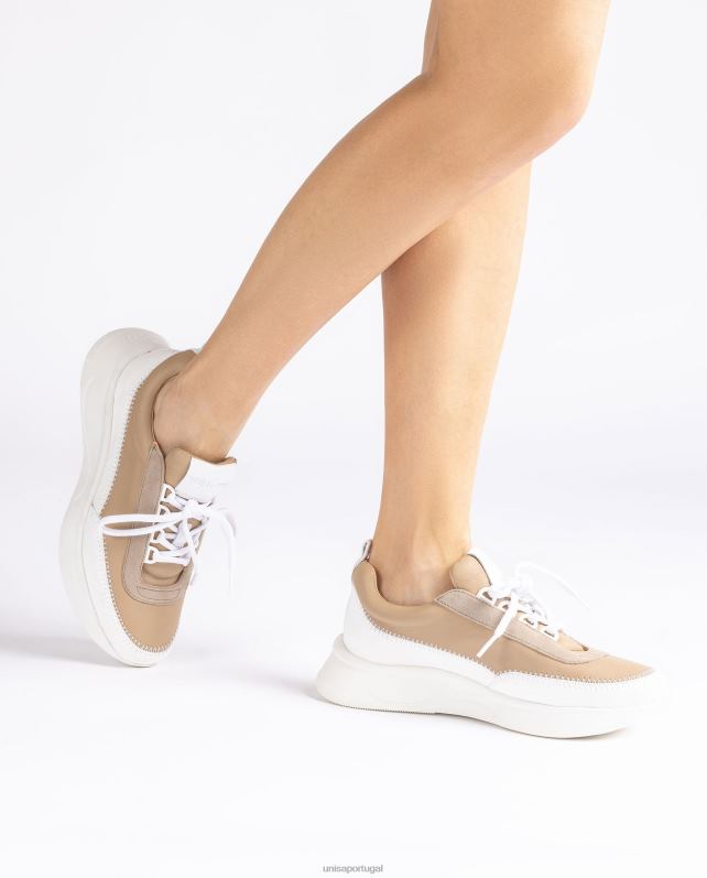 Unisa tênis com materiais contrastantes mulheres 6V2Z6669 branco