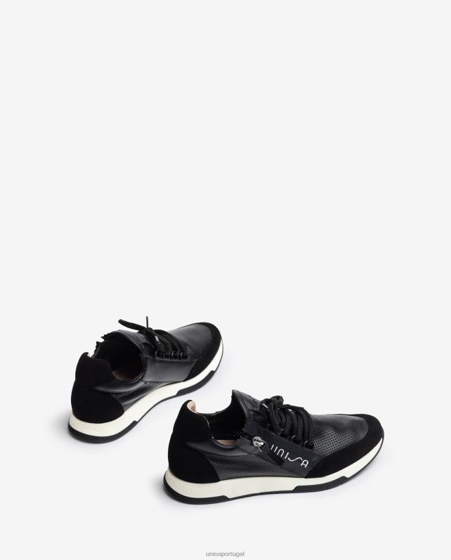 Unisa tênis de fecho de zíper mulheres 6V2Z6686 preto