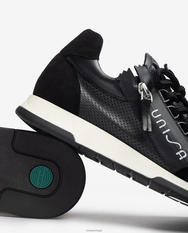 Unisa tênis de fecho de zíper mulheres 6V2Z6686 preto