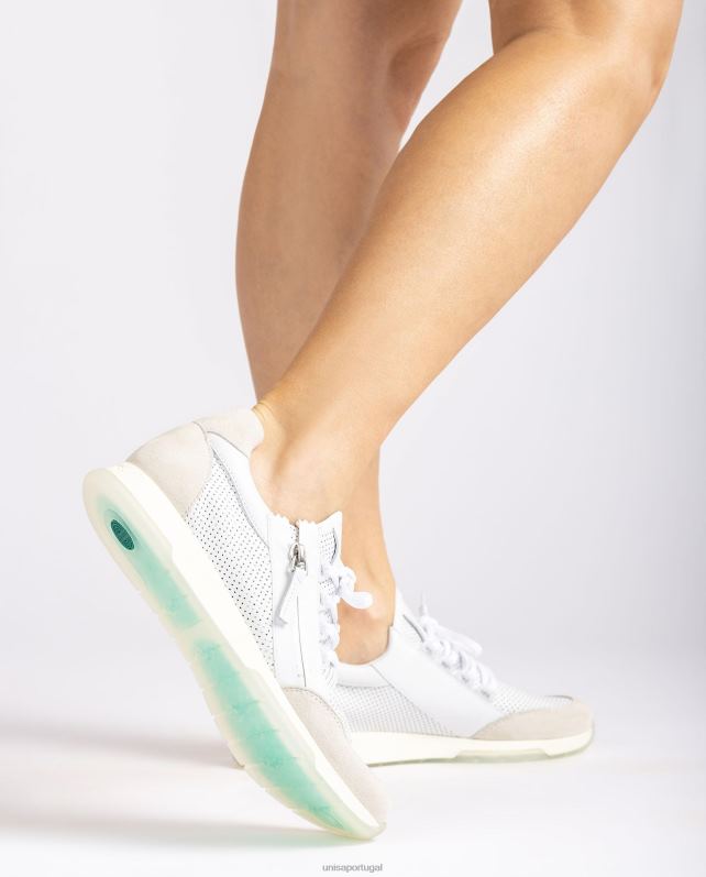 Unisa tênis de fecho de zíper mulheres 6V2Z6687 branco